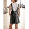 imagechouyatou Womens Backless Denim Tank Dress V Neck Overall Dress Mini Short Jumper Jean Dress with PocketsBlack