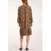 imagechouyatou Womens Boho Leopard Print Ruffle Hem Midi Dress Bell Long Sleeve Babydoll Tunic Short DressBrown