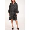 imagechouyatou Womens Boho Leopard Print Ruffle Hem Midi Dress Bell Long Sleeve Babydoll Tunic Short DressDark Gray