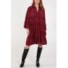 imagechouyatou Womens Boho Leopard Print Ruffle Hem Midi Dress Bell Long Sleeve Babydoll Tunic Short DressRed