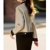 imagechouyatou Womens Collarless Cropped Pu Faux Leather Jacket Long Sleeve Button Down Motorcycle Short Trucker JacketBeige White