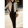 imagechouyatou Womens Collarless Cropped Pu Faux Leather Jacket Long Sleeve Button Down Motorcycle Short Trucker JacketBeige White