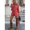imagechouyatou Womens Lace Eyelet 2 Piece Outfit Crochet Button Down Shirt Top Wide Leg Shorts Matching SetRed