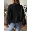 imagechouyatou Womens Open Front Peal Trim Beading Cardigans Elegant Long Sleeve Oversized Short Cardigan SweaterBlack