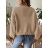 imagechouyatou Womens Open Front Peal Trim Beading Cardigans Elegant Long Sleeve Oversized Short Cardigan SweaterKhaki