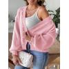 imagechouyatou Womens Open Front Peal Trim Beading Cardigans Elegant Long Sleeve Oversized Short Cardigan SweaterPink