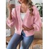 imagechouyatou Womens Open Front Peal Trim Beading Cardigans Elegant Long Sleeve Oversized Short Cardigan SweaterPink