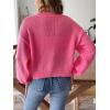 imagechouyatou Womens Open Front Peal Trim Beading Cardigans Elegant Long Sleeve Oversized Short Cardigan SweaterRose Red