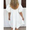 imagechouyatou Womens Summer Denim Babydoll Mini Dress Y2k Puff Sleeve Swing Jean Short Dress with PocketsWhite