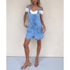 imagechouyatou Womens Suspender Strap Wide Leg Bib Denim Overalls Distressed Loose Romper Cute Baggy Overall ShortsBlue