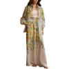 imagechouyatou Womens 2 Piece Outfits Floral Print Button Down Shirt Wide leg Pants Boho Beach Matching SetYellow