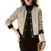 imagechouyatou Womens Collarless Cropped Pu Faux Leather Jacket Long Sleeve Button Down Motorcycle Short Trucker JacketBeige White