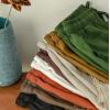imagechouyatou Womens Casual Elastic Waist Wide Leg Shorts Hollow Out Eyelet Loose Comfy Cotton Linen Beach ShortsApricot