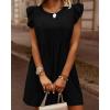 imagechouyatou Womens Denim Ruffle Flutter Sleeve Mini Dress Y2k Swing Baydoll Tunic Short Jean DressBlack