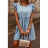 imagechouyatou Womens Denim Ruffle Flutter Sleeve Mini Dress Y2k Swing Baydoll Tunic Short Jean DressLight Blue