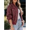 imagechouyatou Womens Elegant Button Down Tweed Jacket Fall Oversized Boyfriend Bomber JacketBurgundy