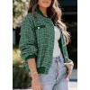 imagechouyatou Womens Elegant Button Down Tweed Jacket Fall Oversized Boyfriend Bomber JacketGreen