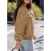 imagechouyatou Womens Elegant Button Down Tweed Jacket Fall Oversized Boyfriend Bomber JacketKhaki