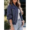 imagechouyatou Womens Elegant Button Down Tweed Jacket Fall Oversized Boyfriend Bomber JacketNavy Blue