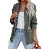 imagechouyatou Womens Fall Casual Military Anorak Jackets Zip Up Lightweight Safari Utility Coat Outwear with DrawstringArmy Green