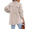 imagechouyatou Womens Fall Casual Military Anorak Jackets Zip Up Lightweight Safari Utility Coat Outwear with DrawstringBeige