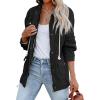 imagechouyatou Womens Fall Casual Military Anorak Jackets Zip Up Lightweight Safari Utility Coat Outwear with DrawstringBlack