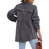 imagechouyatou Womens Fall Casual Military Anorak Jackets Zip Up Lightweight Safari Utility Coat Outwear with DrawstringGrey
