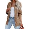 imagechouyatou Womens Fall Casual Military Anorak Jackets Zip Up Lightweight Safari Utility Coat Outwear with DrawstringKhaki
