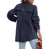 imagechouyatou Womens Fall Casual Military Anorak Jackets Zip Up Lightweight Safari Utility Coat Outwear with DrawstringNavy Blue