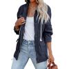 imagechouyatou Womens Fall Casual Military Anorak Jackets Zip Up Lightweight Safari Utility Coat Outwear with DrawstringNavy Blue