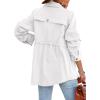 imagechouyatou Womens Fall Casual Military Anorak Jackets Zip Up Lightweight Safari Utility Coat Outwear with DrawstringWhite