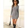 imagechouyatou Womens Fall Sexy Button Down Ribbed Knit Bodycon Sweater Dress Casual Pencil Short Mini DressGrey
