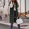 imagechouyatou Womens Long Sleeveless Quilted Puffer Vest Side Zipper Hooded Jacket CoatArmy Green