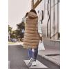 imagechouyatou Womens Long Sleeveless Quilted Puffer Vest Side Zipper Hooded Jacket CoatKhaki