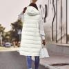imagechouyatou Womens Long Sleeveless Quilted Puffer Vest Side Zipper Hooded Jacket CoatWhite