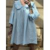 imagechouyatou Womens Puff Sleeve Babydoll Dress Cute Gingham Peter Pan Collar Shift Plaid Mini Short DressAzure