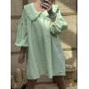 imagechouyatou Womens Puff Sleeve Babydoll Dress Cute Gingham Peter Pan Collar Shift Plaid Mini Short DressGreen