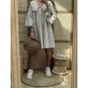 imagechouyatou Womens Puff Sleeve Babydoll Dress Cute Gingham Peter Pan Collar Shift Plaid Mini Short DressLight Grey