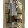 imagechouyatou Womens Puff Sleeve Babydoll Dress Cute Gingham Peter Pan Collar Shift Plaid Mini Short DressLight Grey