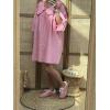 imagechouyatou Womens Puff Sleeve Babydoll Dress Cute Gingham Peter Pan Collar Shift Plaid Mini Short DressPink