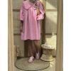 imagechouyatou Womens Puff Sleeve Babydoll Dress Cute Gingham Peter Pan Collar Shift Plaid Mini Short DressPink