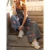 imagechouyatou Womens Summer Embroidered Floral Denim Short Overalls Workout Sleeveless Jean Romper with Pockets
