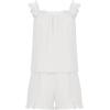 imagechouyatou Womens Summer Pajamas Set 2 Piece Ruffle Cami Top and Shorts Sleepwear Set Cotton Pj Lounge SetWhite