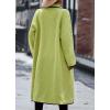 imagechouyatou Womens Winter Casual Sherpa Midi Long Coat Fuzzy Faux Fur Fleece Dressy Jacket Trench CoatAvocado Green