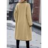 imagechouyatou Womens Winter Casual Sherpa Midi Long Coat Fuzzy Faux Fur Fleece Dressy Jacket Trench CoatKhaki