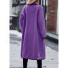 imagechouyatou Womens Winter Casual Sherpa Midi Long Coat Fuzzy Faux Fur Fleece Dressy Jacket Trench CoatPurple