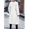imagechouyatou Womens Winter Casual Sherpa Midi Long Coat Fuzzy Faux Fur Fleece Dressy Jacket Trench CoatWhite