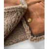 imagechouyatou Womens Winter Collarless Button Down Sherpa Fleece Lined Faux Suede Outerwear Jacket CoatBrown
