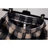 imagechouyatou Womens Winter Cute Elastic High Waisted Button Front Plaid Print Pleated Wool Wide Leg ShortsBlack