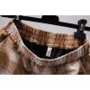 imagechouyatou Womens Winter Cute Elastic High Waisted Button Front Plaid Print Pleated Wool Wide Leg ShortsBrown